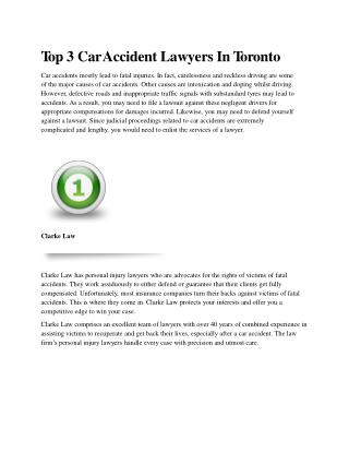 Top 3 Car Accident Lawyers In Toronto
