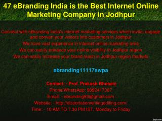 47 eBranding India is the Best Internet Online Marketing Company in Jodhpur