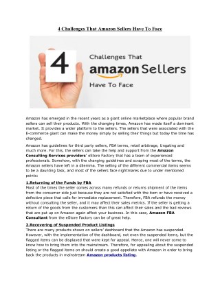 4 Challenges That Amazon Sellers Have To Face
