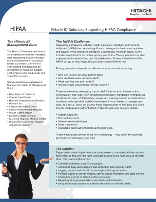 HIPAA - The Health Insurance Portability and Accountability Act Brochure
