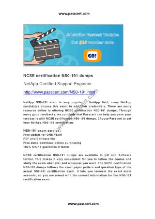 NCSE certification NS0-191 dumps