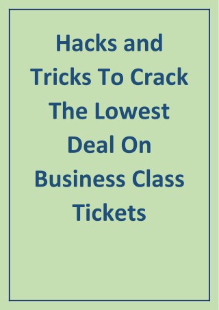 Unbelievable Deals on Cheap Business Class Tickets