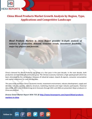 China Blood Products Market with Top Manufacturers Profile, Supply & Analysis