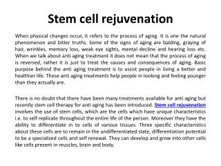 Stem Cell Therapy for Anti Aging