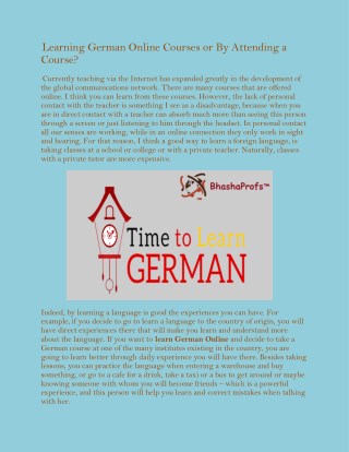 Learning German Online Courses or By Attending a Course?