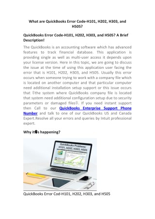 What are QuickBooks Error Code-H101, H202, H303, and H505?
