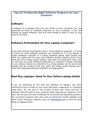 Tips for Finding the Right Software Programs for your Computer
