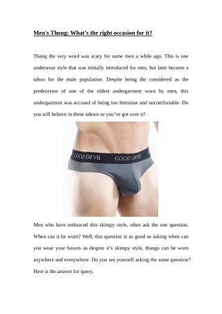 Men’s Thong: What’s the right occasion for it?