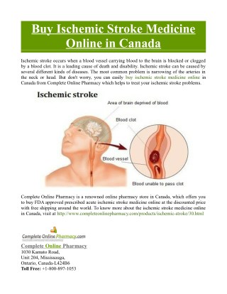 Buy Ischemic Stroke Medicine Online in Canada