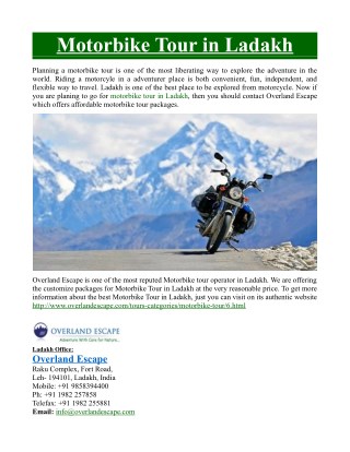 Motorbike Tour in Ladakh