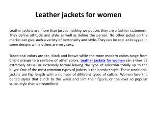 Stylish Leather Jackets for Women