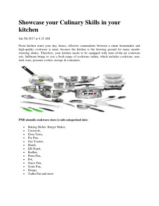 Showcase your Culinary Skills in your kitchen