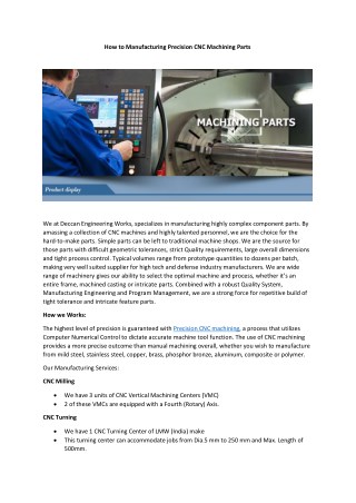 How to Manufacturing Precision CNC Machining Parts