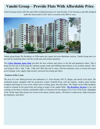 Vanshi Group – Provide Flats With Affordable Price