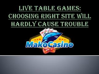 Casino live table games