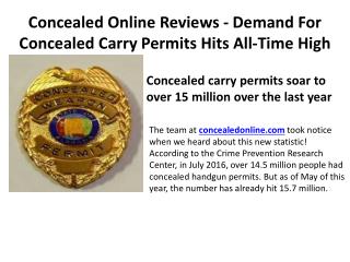 Concealed Online Reviews - Demand For Concealed Carry Permits Hits All-Time High