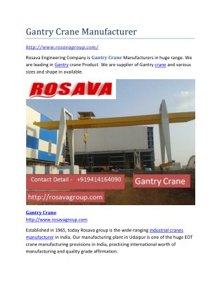 Gantry Crane Manufacturer