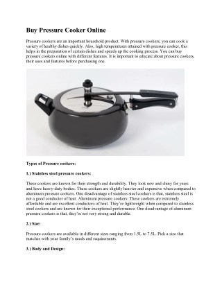 Buy Pressure Cooker Online