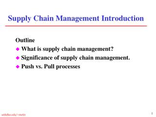 Supply Chain Management Introduction