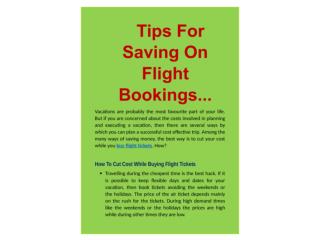 Tips For Saving On Flight Bookings...