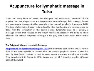 Manual Lymphatic Drainage - How it can Benefit You
