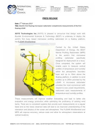 World’s first floating microwave radiometer complements measurements of the first floating LiDAR