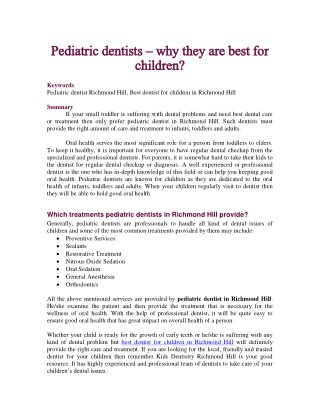 Pediatric dentists – why they are best for children?