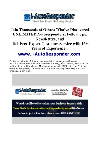 UNLIMITED Autoresponder Service With NO Monthly Fees