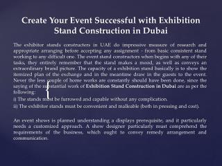 Create Your Event Successful with Exhibition Stand Construction in Dubai