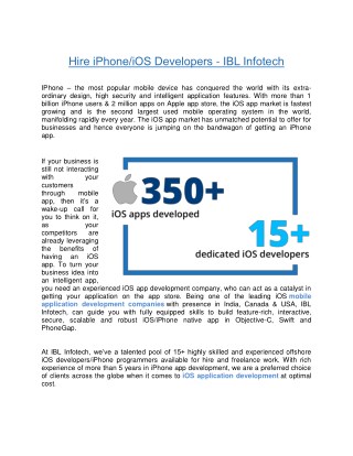 Hire dedicated iPhone/iOS app developers – IBL Infotech