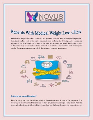 Benefits With Medical Weight Loss Clinic