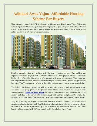Adhikari awas yojna affordable housing scheme for buyers