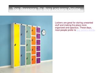 Top Reasons To Buy Lockers Online