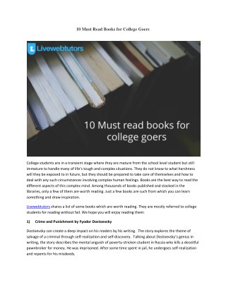 10 Must Read Books for College Goers