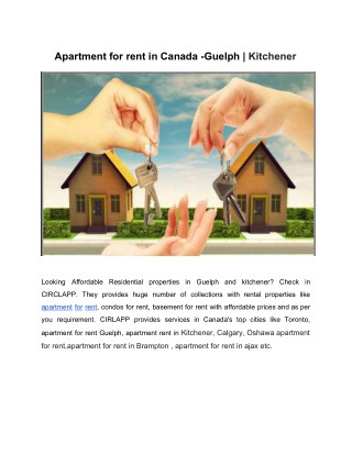 Apartment for rent in Canada -Guelph | ​ Kitchener