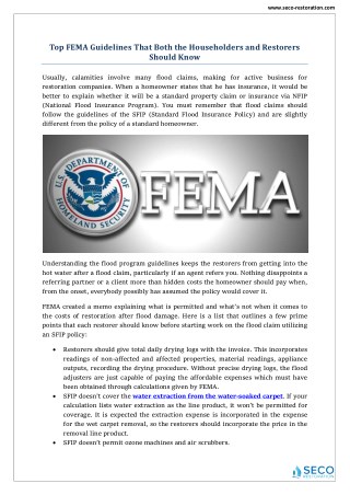 Top FEMA Guidelines - Seco Restoration