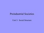 Preindustrial Societies