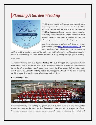 Planning A Garden Wedding