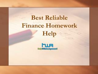 Best Reliable Finance Homework Help
