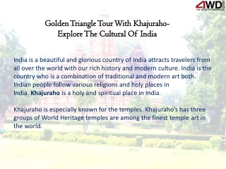 Golden Triangle Tour With Khajuraho- Explore The Cultural Of India