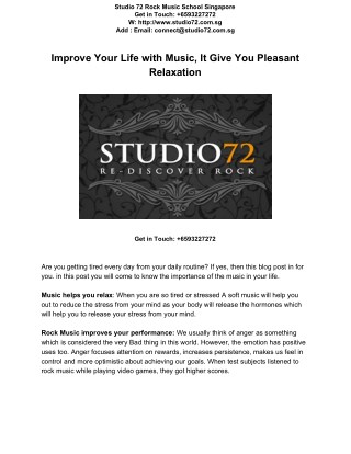 Improve Your Life with Music, It Give You Pleasant Relaxation