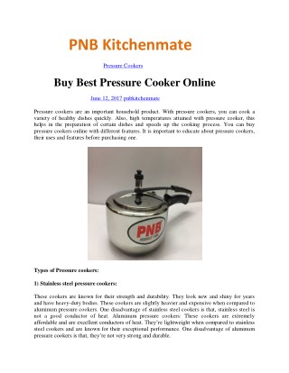 Buy Best Pressure Cooker Online