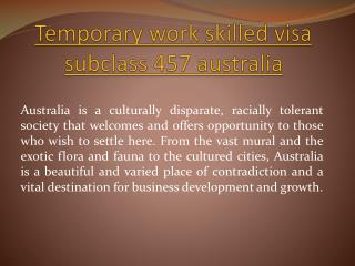 temporary work skilled visa subclass 457 australia