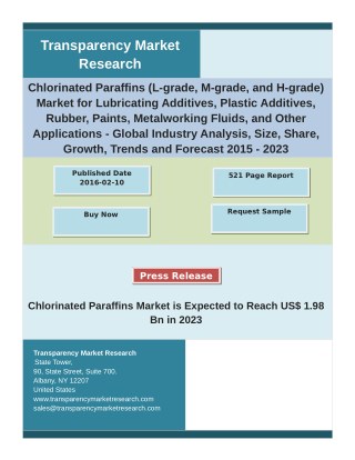 Chlorinated Paraffins Market: Trends, Analysis, Application & Type Forecast to 2023