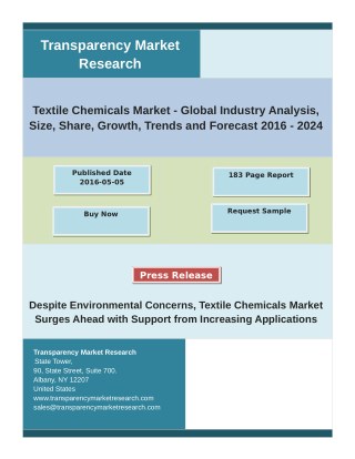 Global Textile Chemicals Market Growth, Share, Trends and Analysis of Key Players- Forecasts to 2024