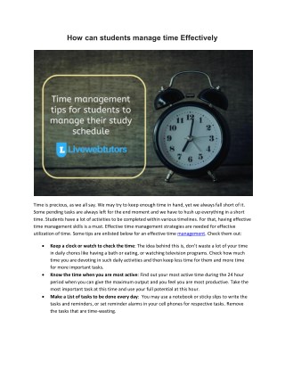 How can students manage time Effectively