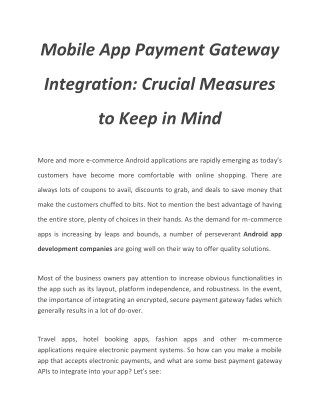 Mobile App Payment Gateway Integration_ Crucial Measures to Keep in Mind