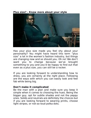 Plus size? - Know more about your style