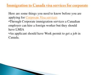 Immigration to Canada visa services for corporate