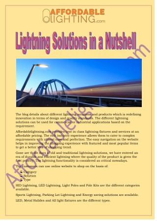 Lightning Solutions In A Nutshell